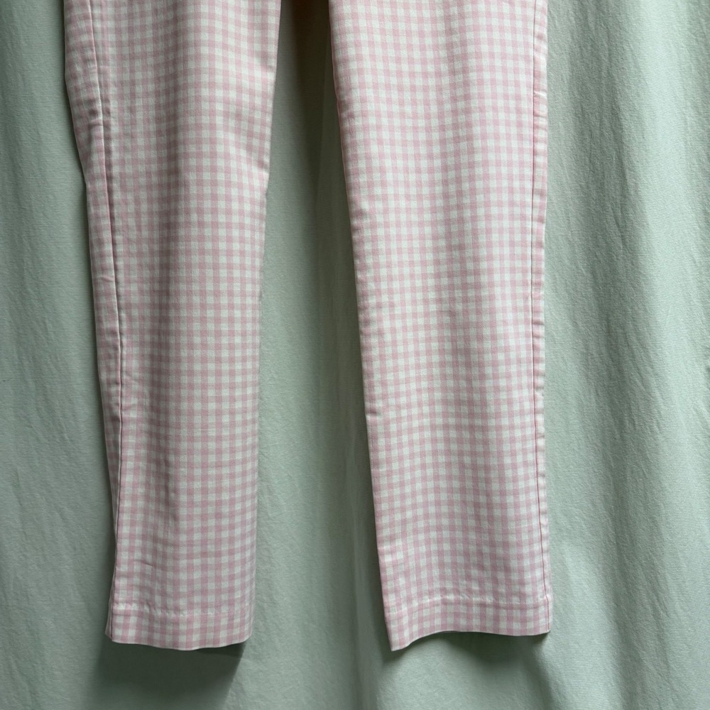 NWT J.McLaughlin Masie Pants Pink White Gingham Check Slim Ankle Trousers 8 - Picture 3 of 9